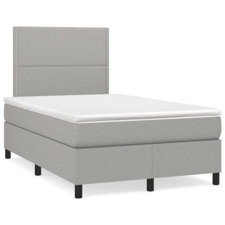 Boxspringbett mit Matratze Hellgrau 120x190 cm Stoff