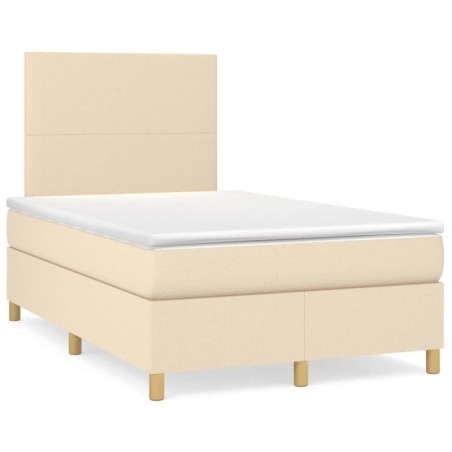 Boxspringbett mit Matratze Creme 120x190 cm Stoff