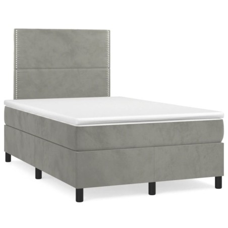 Boxspringbett mit Matratze Hellgrau 120x190 cm Samt