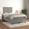 Boxspringbett mit Matratze Hellgrau 120x190 cm Samt