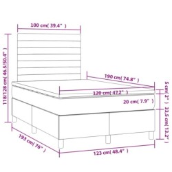 Boxspringbett mit Matratze Hellgrau 120x190 cm Samt