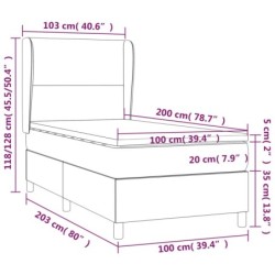 Boxspringbett mit Matratze Taupe 100x200 cm Stoff