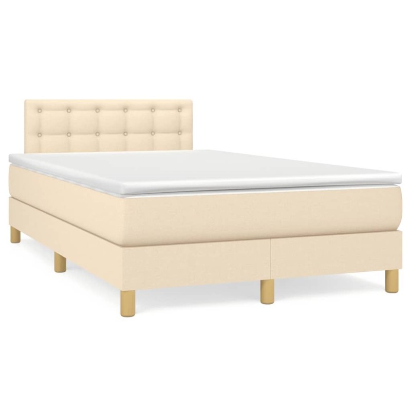 Boxspringbett mit Matratze & LED Creme 120x190 cm Stoff