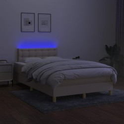 Boxspringbett mit Matratze & LED Creme 120x190 cm Stoff