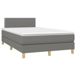 Boxspringbett mit Matratze & LED Dunkelgrau 120x190 cm Stoff