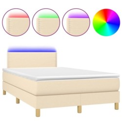 Boxspringbett mit Matratze & LED Creme 120x190 cm Stoff