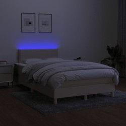 Boxspringbett mit Matratze & LED Creme 120x190 cm Stoff