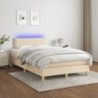 Boxspringbett mit Matratze & LED Creme 120x190 cm Stoff