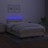 Boxspringbett mit Matratze & LED Creme 120x190 cm Stoff