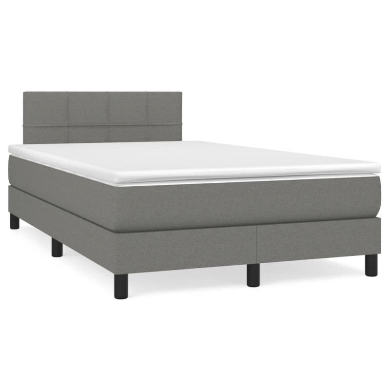 Boxspringbett mit Matratze & LED Dunkelgrau 120x190 cm Stoff