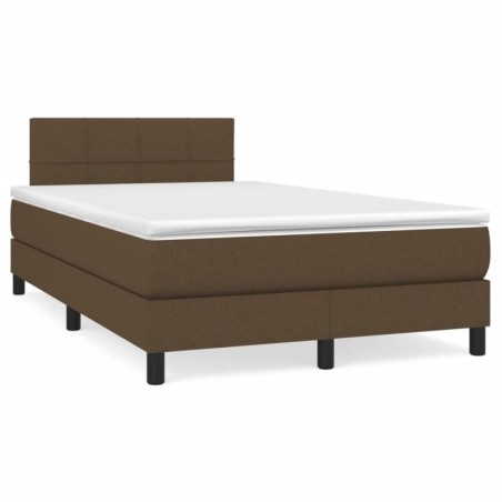 Boxspringbett mit Matratze & LED Dunkelbraun 120x190 cm Stoff