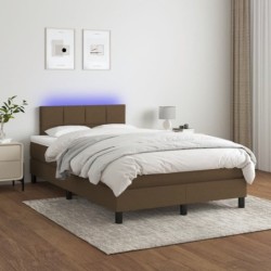 Boxspringbett mit Matratze & LED Dunkelbraun 120x190 cm Stoff