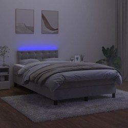 Boxspringbett mit Matratze & LED Hellgrau 120x190 cm Samt