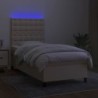 Boxspringbett mit Matratze & LED Creme 80x200 cm Stoff