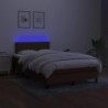 Boxspringbett mit Matratze & LED Dunkelbraun 120x190 cm Stoff