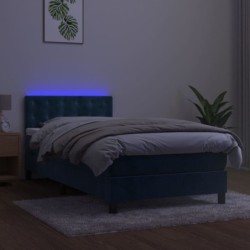 Boxspringbett mit Matratze & LED Dunkelblau 100x200 cm Samt