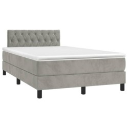 Boxspringbett mit Matratze Hellgrau 120x190 cm Samt