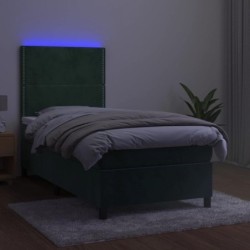 Boxspringbett mit Matratze & LED Dunkelgrün 80x200 cm Samt
