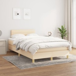 Boxspringbett mit Matratze Creme 120x190 cm Stoff