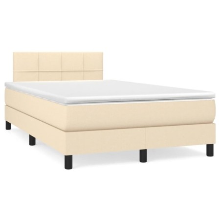 Boxspringbett mit Matratze Creme 120x190 cm Stoff