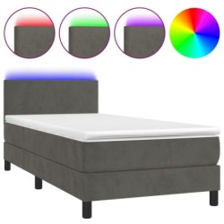 Boxspringbett mit Matratze & LED Dunkelgrau 100x200 cm Samt