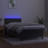 Boxspringbett mit Matratze & LED Dunkelgrau 100x200 cm Samt