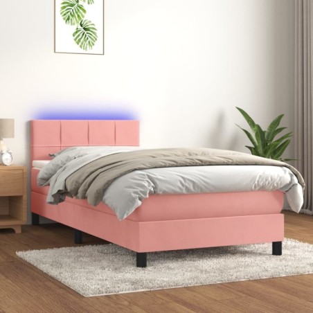 Boxspringbett mit Matratze & LED Rosa 80x200 cm Samt