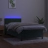 Boxspringbett mit Matratze & LED Dunkelgrün 80x200 cm Samt