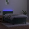 Boxspringbett mit Matratze & LED Dunkelgrün 80x200 cm Samt