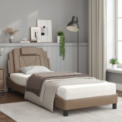 Bett mit Matratze Cappuccino-Braun 90x190 cm Kunstleder