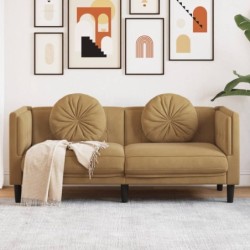 Sofa mit Kissen 2-Sitzer Braun Samt