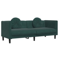 Sofa mit Kissen 3-Sitzer Dunkelgrün Samt