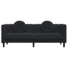 Sofa mit Kissen 3-Sitzer Schwarz Samt