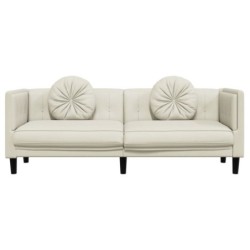 Sofa mit Kissen 3-Sitzer Creme Samt