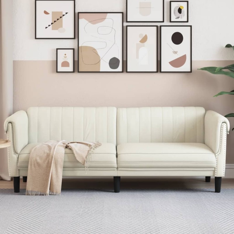 Sofa 3-Sitzer Creme Samt