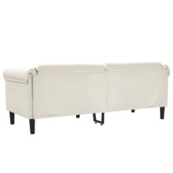 Sofa 3-Sitzer Creme Samt