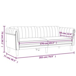 Sofa 3-Sitzer Creme Samt