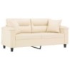2-Sitzer-Sofa mit Kissen Beige 140 cm Mikrofasergewebe