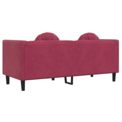 Sofa mit Kissen 2-Sitzer Weinrot Samt