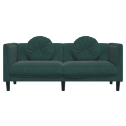 Sofa mit Kissen 2-Sitzer Dunkelgrün Samt