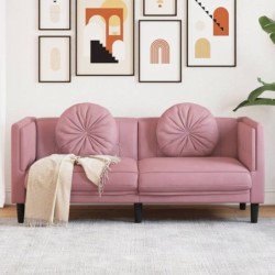 Sofa mit Kissen 2-Sitzer Rosa Samt