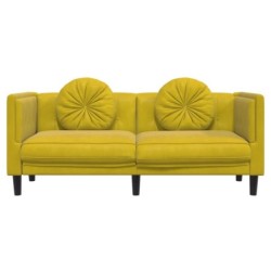 Sofa mit Kissen 2-Sitzer Gelb Samt