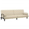 Schlafsofa mit Armlehnen Creme Stoff