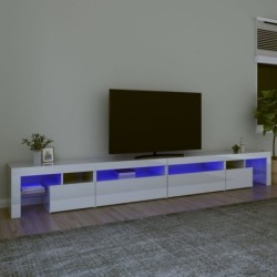 TV-Schrank mit LED-Leuchten Hochglanz-Weiß 290x36,5x40 cm