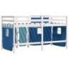Kinderhochbett mit Vorhängen Blau 90x200 cm Massivholz Kiefer
