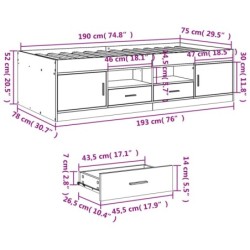 Tagesbett Schubladen Braun Eiche-Optik 75x190 cm Holzwerkstoff