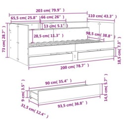 Tagesbett Schubladen Braun Eiche-Optik 100x200 cm Holzwerkstoff