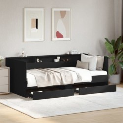 Tagesbett mit Schubladen Schwarz 90x190 cm Holzwerkstoff