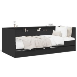 Tagesbett mit Schubladen Schwarz 75x190 cm Holzwerkstoff