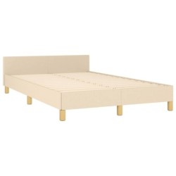 Bettgestell mit Kopfteil Creme 120x190 cm Stoff